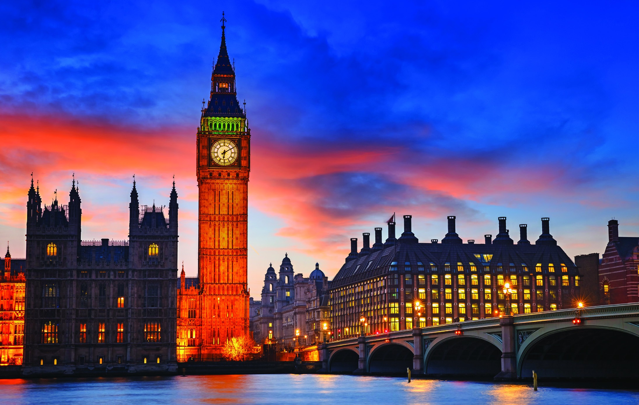 British city skyline with cathedral spires